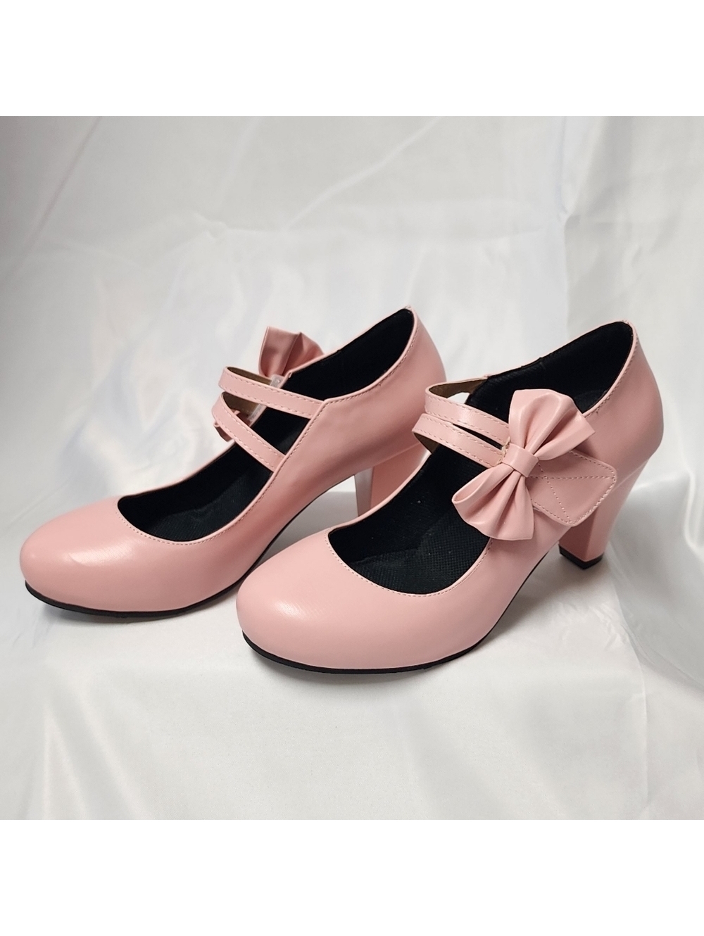Pink Mary Jane Type Heels with Bow Sz 37